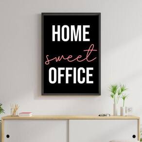 Quadro Home Sweet Office 45X34Cm Com Vidro Moldura Preta