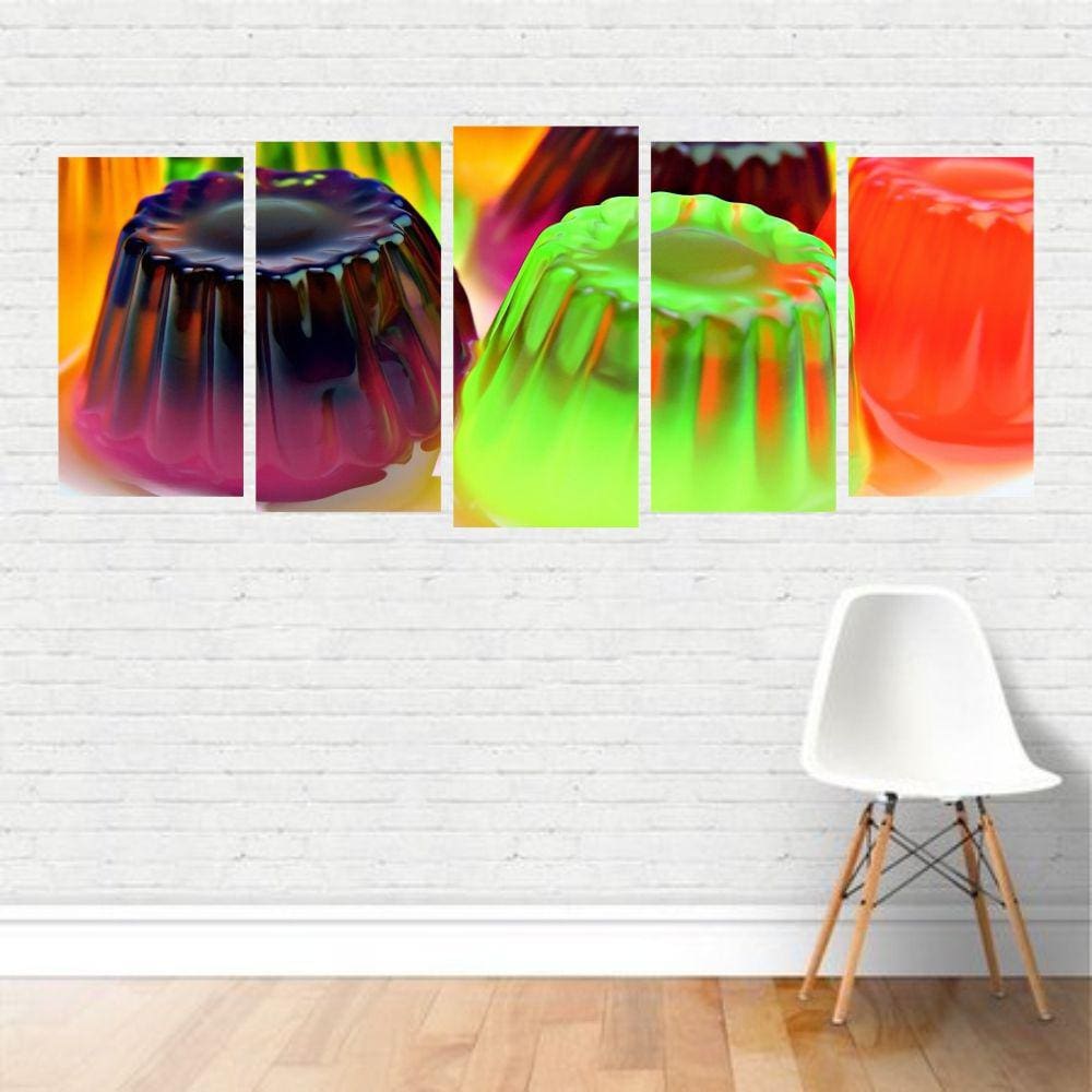 Quadro Alimentos Gelatina Sobremesa Doce Colorido Canvas