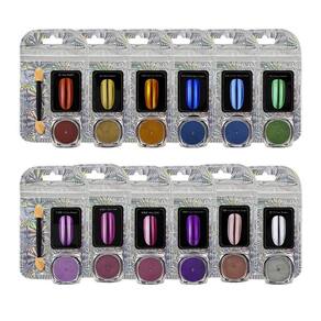 Kit 12 Pó Cromado D&Z Decoração Unhas Diamond 2g