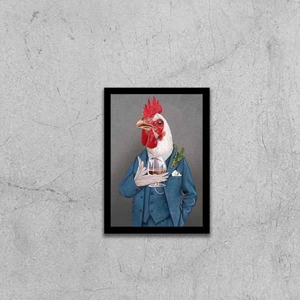 Quadro Galo Nobre 45X34Cm - Com Vidro Moldura Preta