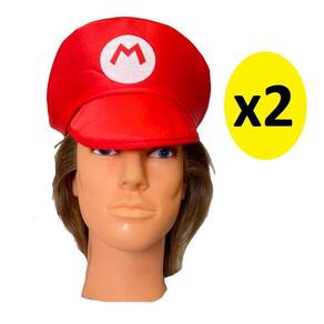 Kit 2 Chapéus Boina Quepe Super Mário Festa Fantasia