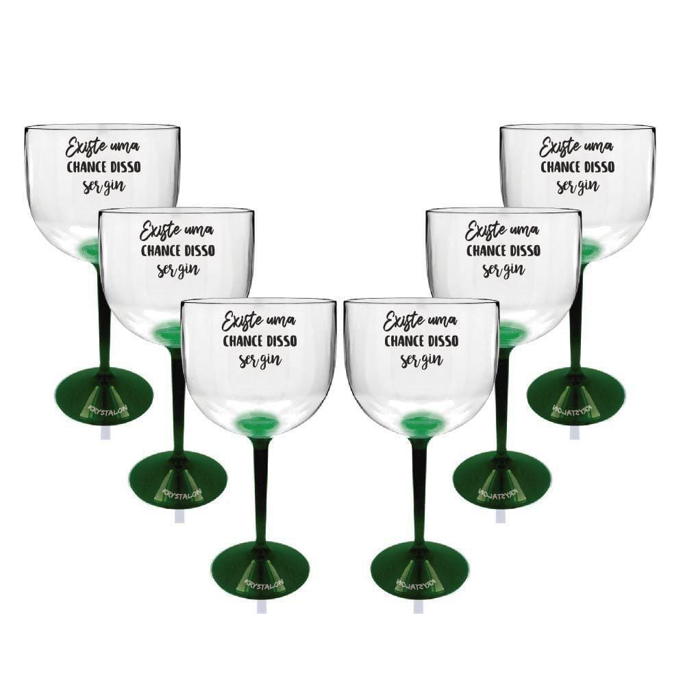 Kit 6 Taças Gin Bicolor Verde Acrílico Personalizada