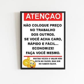 Quadro Aviso Para Clientes Sem Noção 45X34Cm