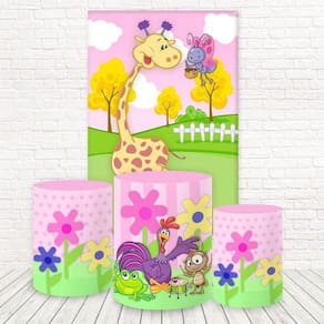 Painel Retangular E Capas 3D Sublimado Galinha Pintadinha