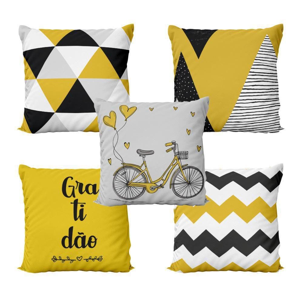 Almofadas Amarelas Decorativas E Geométricas Para Sala 40X40