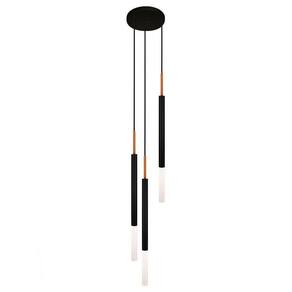 Luminária Pendente De Teto Tubo Triplo Difusor Preto Cobre