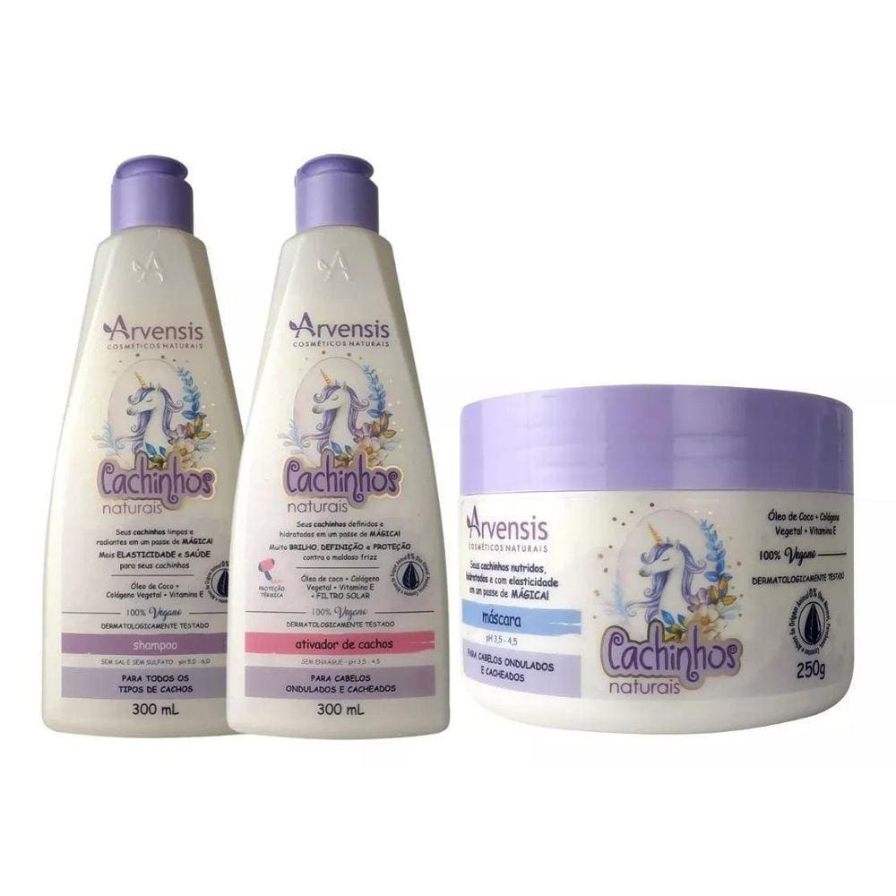 Kit Arvensis Infantil Ondulados Shampoo + Ativador + Mascara