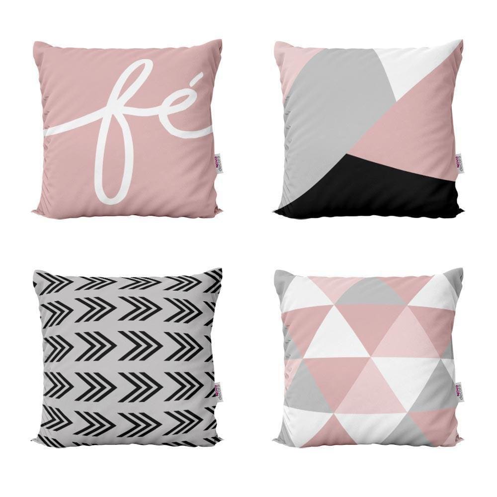 Almofadas Decorativas Rosa Com Frases Fé Para Sofá 40X40