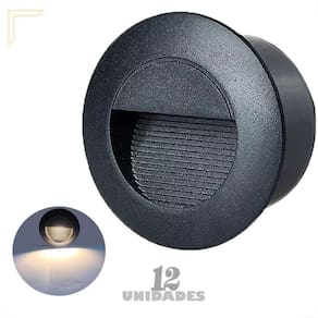 Kit 12 Balizador Embutir Parede Redondo Preto Corredor Lup74