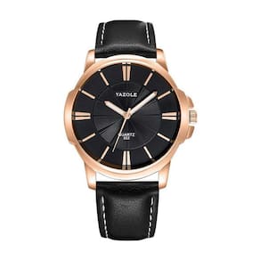 Relógio Masculino Yazole 332 Bronze Pulseira Couro Preta