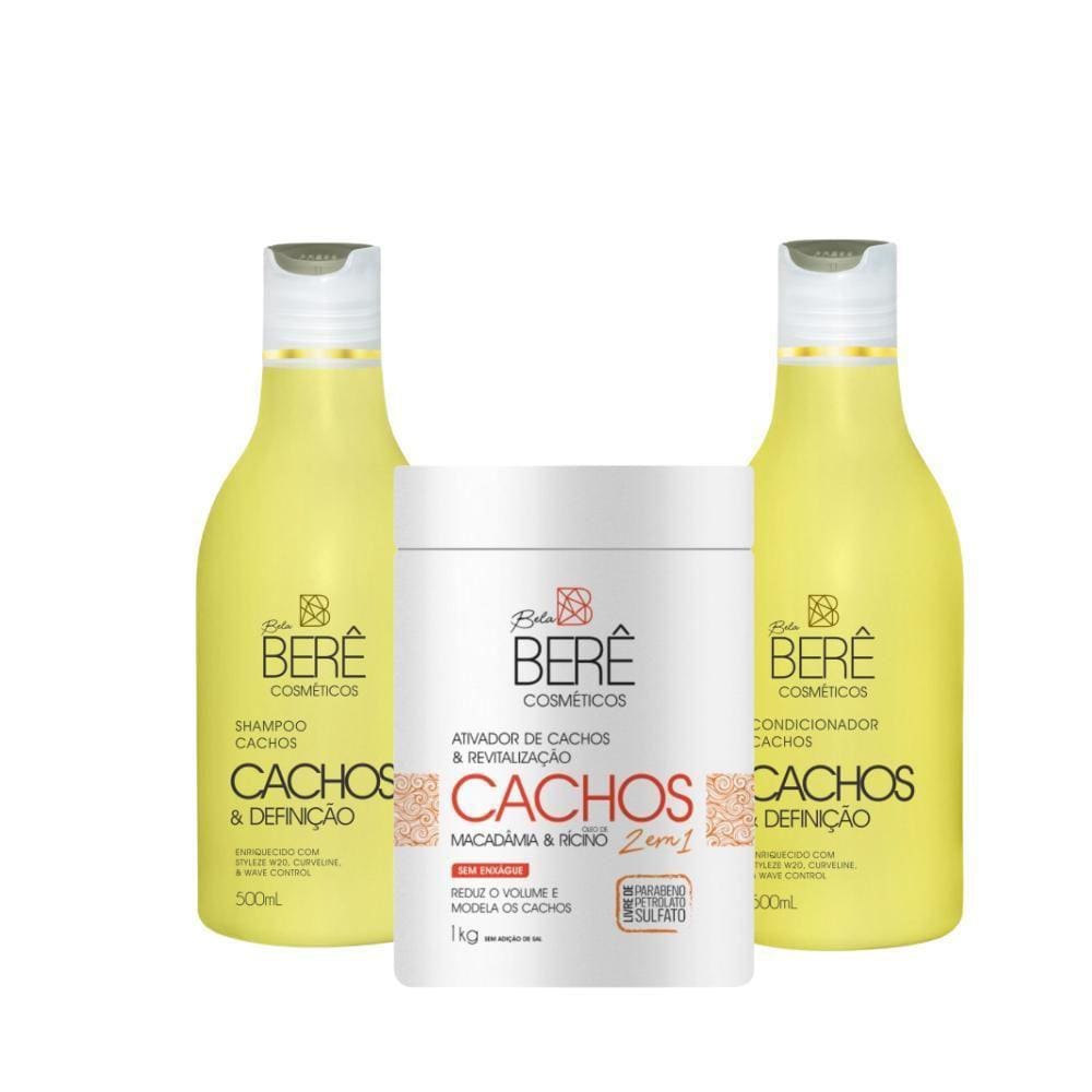 Kit Bela Berê Cachos Shamp Condic Ativador Revitalização 1K