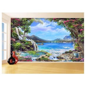 Papel De Parede 3D Praia Mar Paisagem Céu Azul 3,5M Npr330