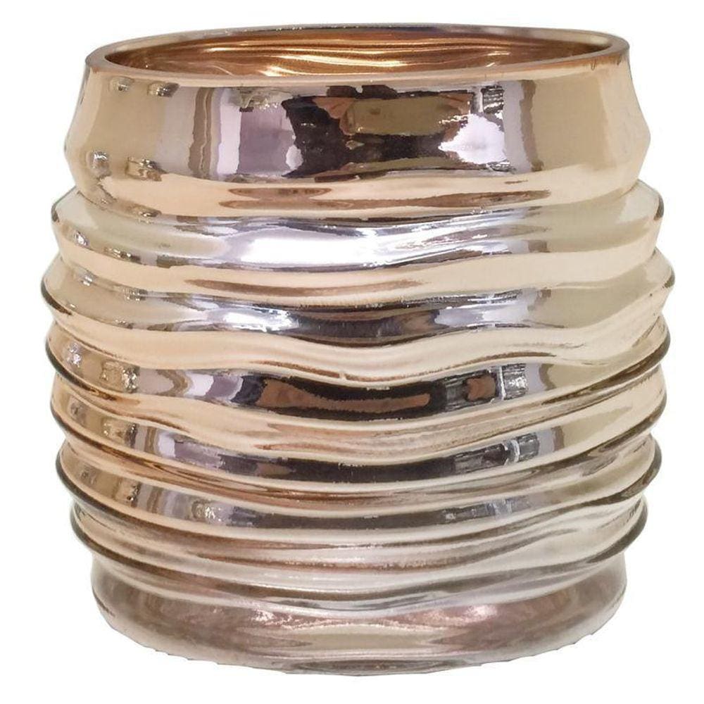 Vaso De Vidro Rose Gold 20X10X18 Cm