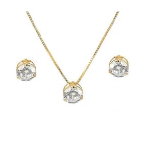 Kit Conjunto Corrente + Brinco Ponto Luz, Banhado A Ouro 18K