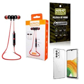 Kit Capinha Samsung A33 + Fone Esportivo E Película De Vidro