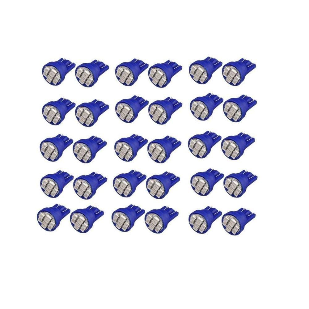 Kit 100 Leds Pingão T10 8 Leds Smd Pingo Luz W5W 1026 Azul