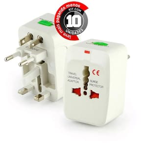 Kit Com 10 Adaptadores Tomada Universal Uk Usa Europa Asia