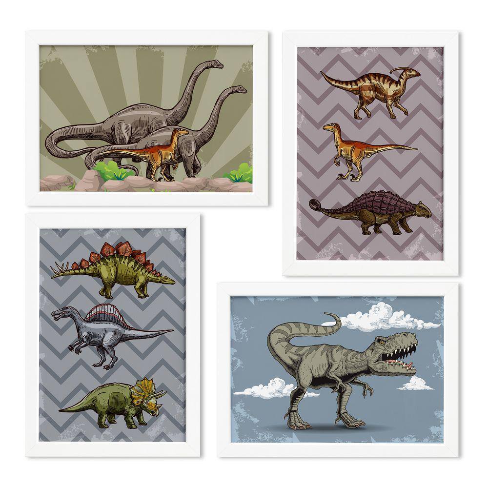 Quadro Infantil Desenho Dinossauro Verde Roar