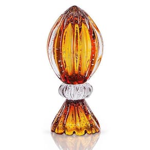 Vaso Pinha Com Base Em Cristal Murano Âmbar São Marcos 27Cm