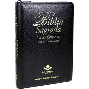 Bíblia Sagrada Letra Gigante Preta Zíper Sbb