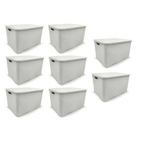 Kit 8 Caixas Organizadoras Rattan Branca 15 Litros Arqplast