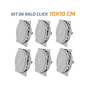 Kit 06 Ralo Click Quadrado 10X10 Inox Veda Cheiro E Insetos