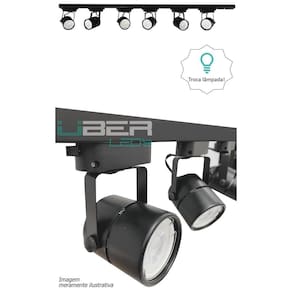 Kit Trilho Eletrificado 1 M Preto 4 Spot Gu10 Led 7W 2700K