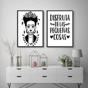 Kit 2 Quadros Disfruta Las Pequeas Cosas 33X24 Moldura Preta