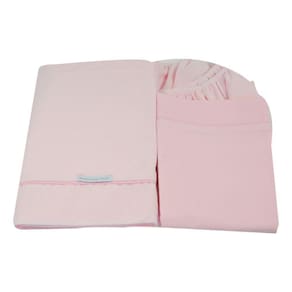 Jogo de Lençol De Mini Cama 160 Fios Rosa