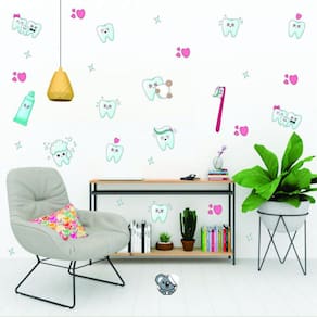 Adesivo De Parede Decoração De Dentista - Dentes - Elementos