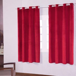 Cortina 5 Metrosx 2,50Cm Suede Aveludado P Quarto - Vermelho