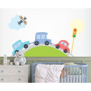 Adesivo De Parede Infantil Pista E Carros Trânsito