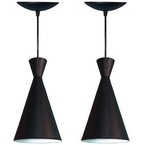 Kit 02 Pendentes Lustre Cone Estilo Tom Dixon Preto Fosco