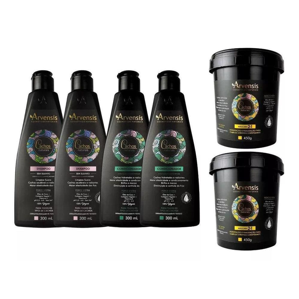 Kit Arvensis Cachos 2 Shampoo 2 Condicionador 2 Mascara 2X1