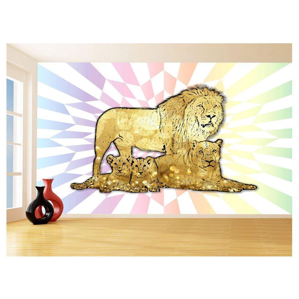 Papel De Parede Animais Pop Art Familia Leões 3,5M Pxa408