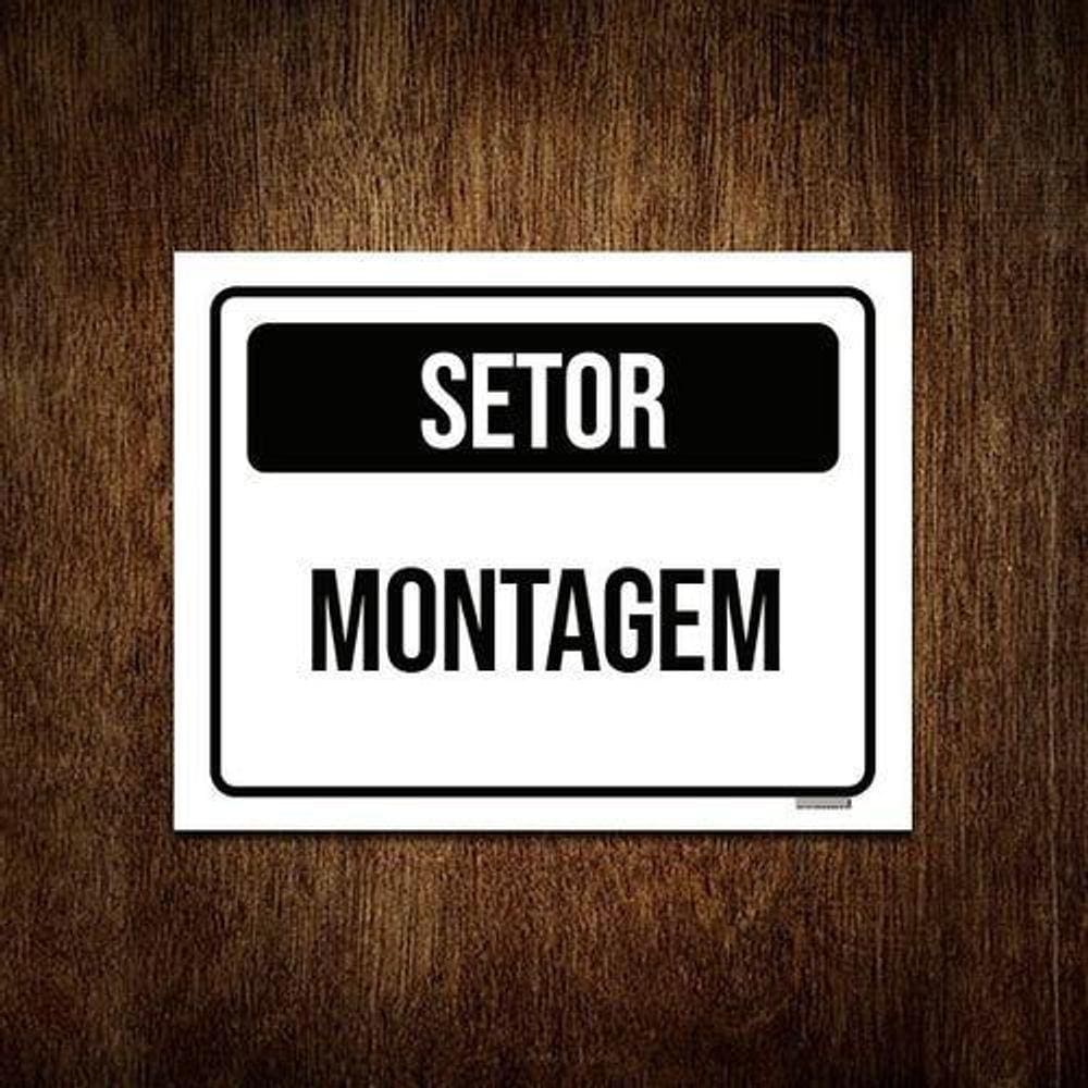 Kit 10 Placa Sinalização - Setor Montagem Preta