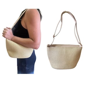 Bolsa Sintética Feminina De Praia Transversal Bege