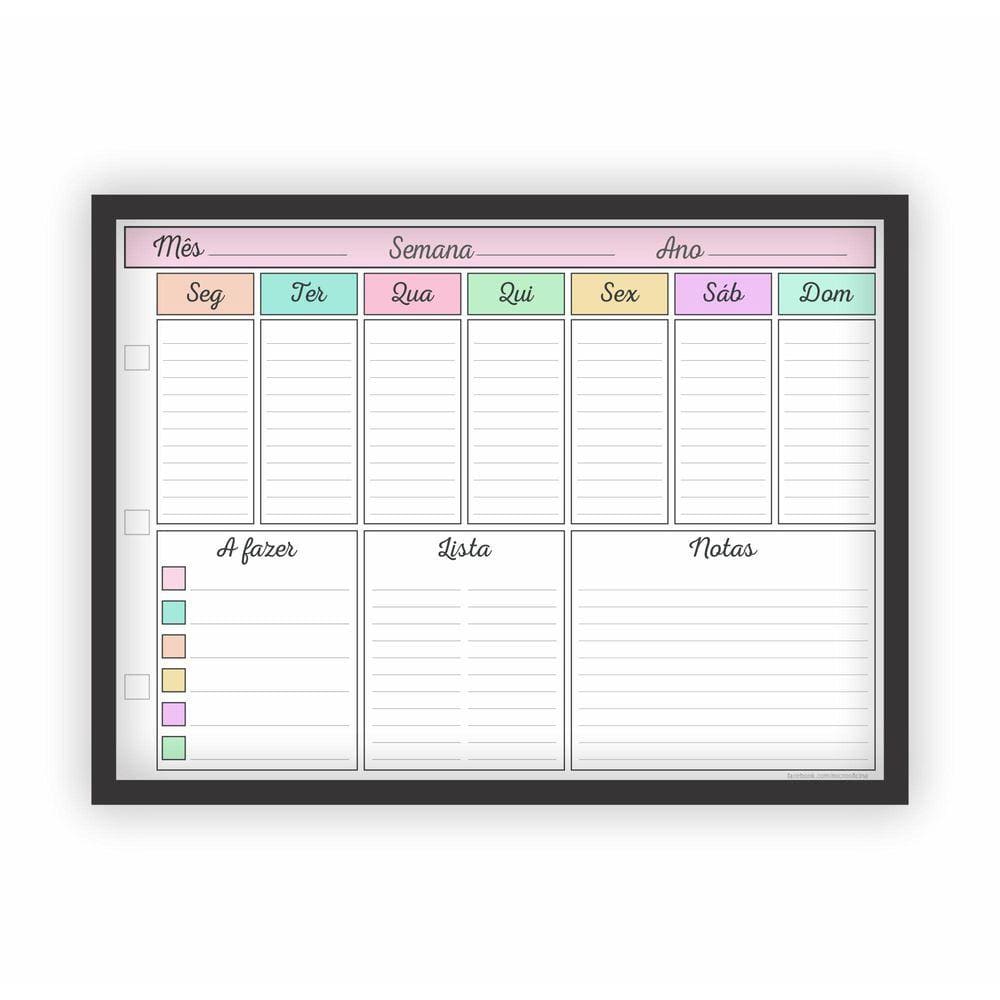Quadro Planejamento Mensal Planner Com Moldura Mod03