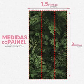 Papel De Parede Painel 3D Folhas Verdes Pinheiro Viníl 1,5M