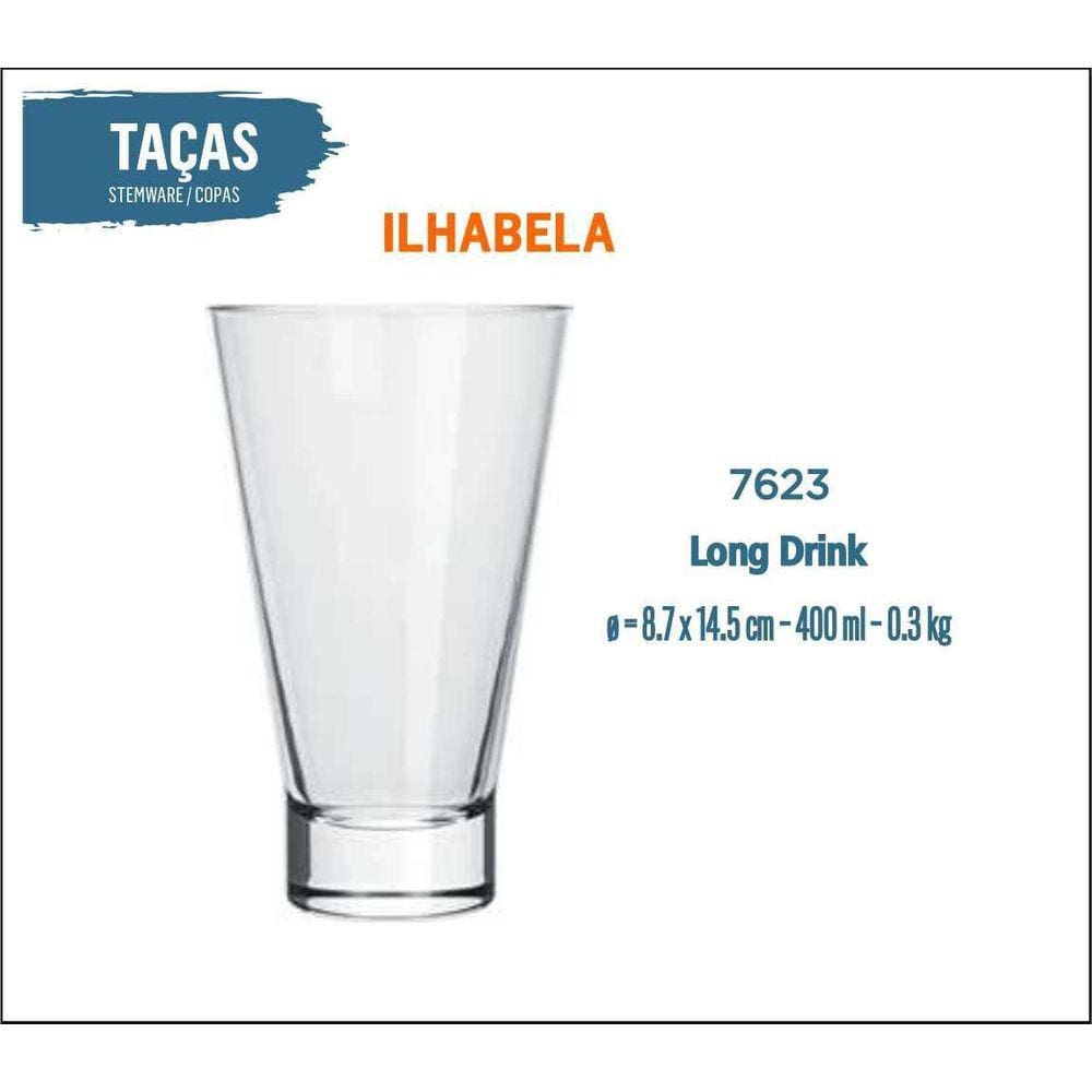 12 Copos Ilhabela 400Ml - Drink Coquetel Batida Suco