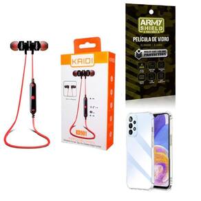 Kit Capa Samsung A23 5G + Fone Esportivo E Película De Vidro
