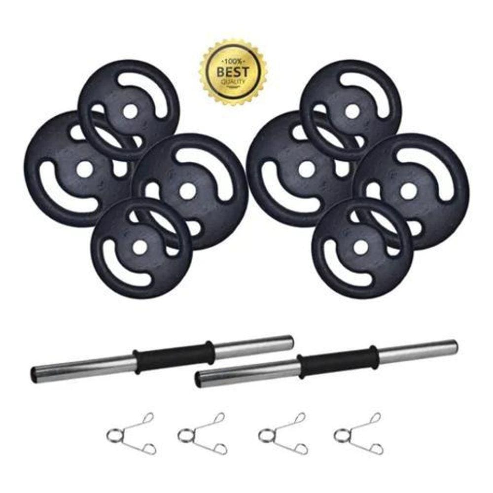 Kit 20Kg Anilha/ Halteres De Ferro Premium + Barra Oca