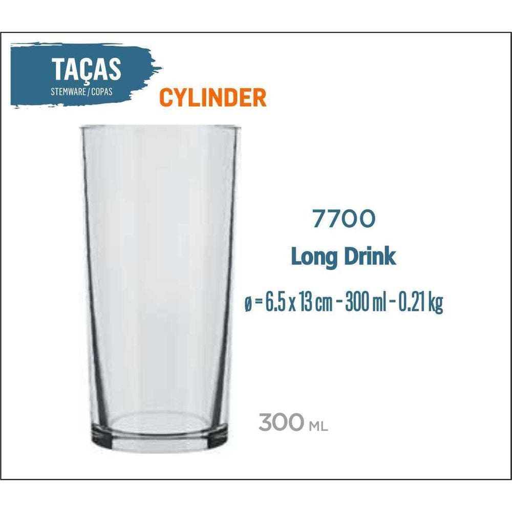 24 Copos Cylinder 300Ml - Long Drink