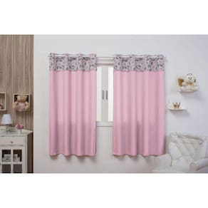 Cortina Infantil Quarto De Bebe 2,80 X 1,70M Nuvem Rosa