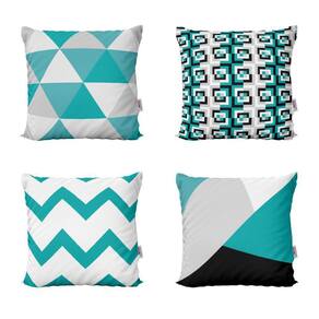 Kit 4 Almofadas Decorativas Azul Turquesa Para Sofá 40X40Cm