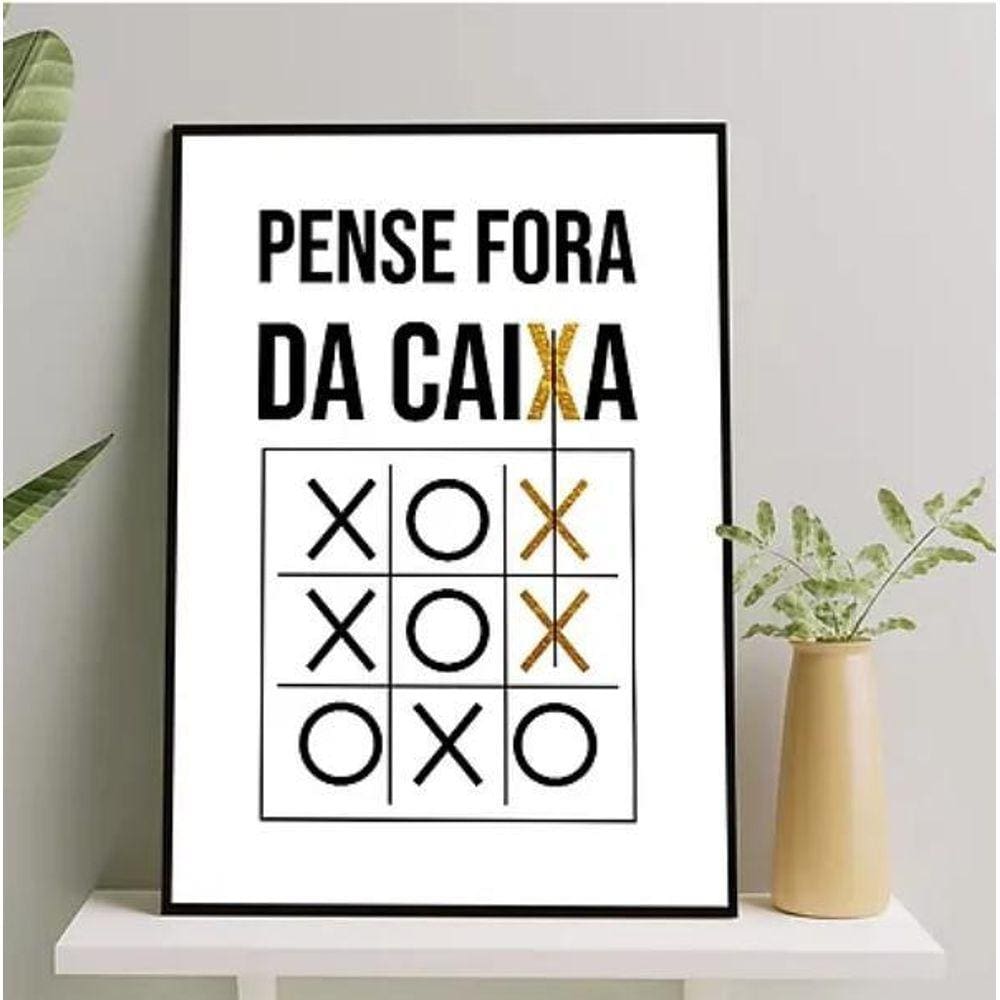 Quadro Frase Pense Fora Da Caixa 33X24Cm - Com Vidro
