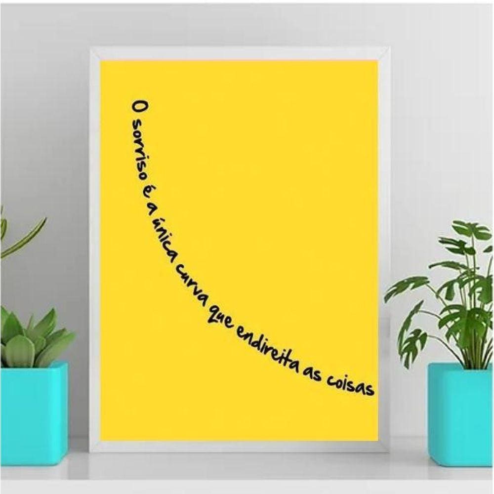 Quadro Sorriso Curva Que Endireita As 45X34Cm Vidro Branca