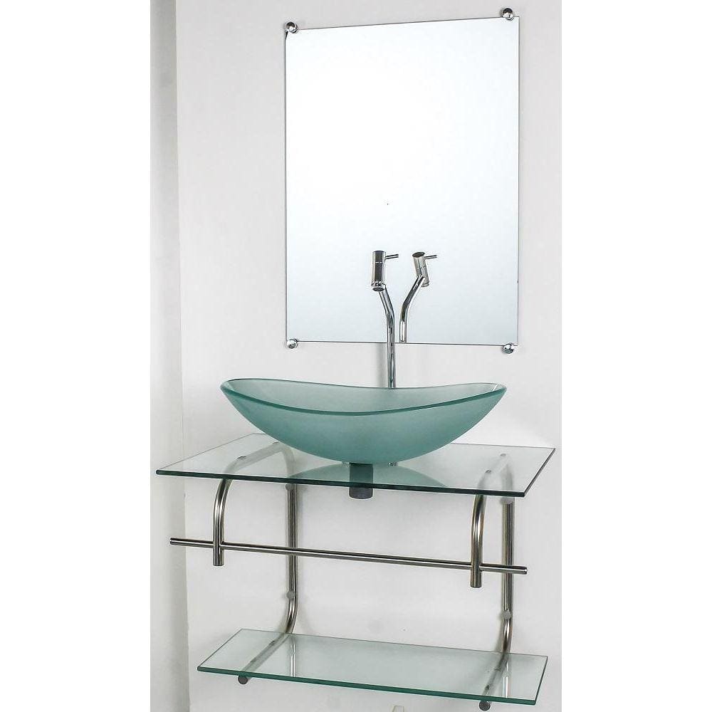 Gabinete De Vidro Para Banheiro Inox 60Cm Cuba Oval Incolor