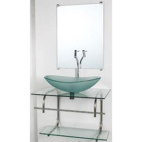 Gabinete De Vidro Para Banheiro Inox 60Cm Cuba Oval Incolor