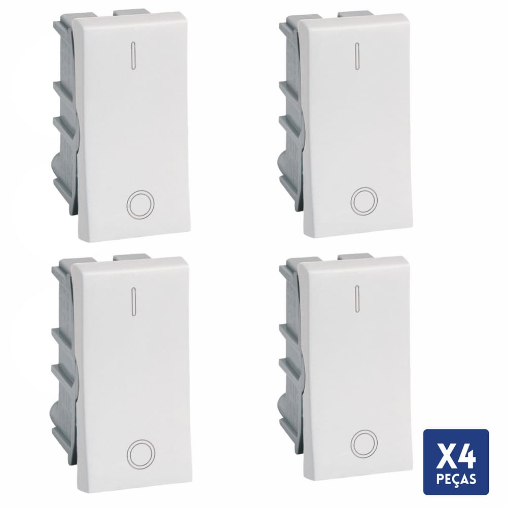 Kit 4 Interruptor Bip Branco 10A Simples Legrand Pial Plus